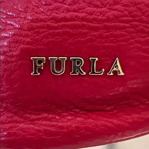 Furla Vibrant Red Leather Crossbody Bag EUC LOOKS NEW! Beautiful! - Picture 2 of 15